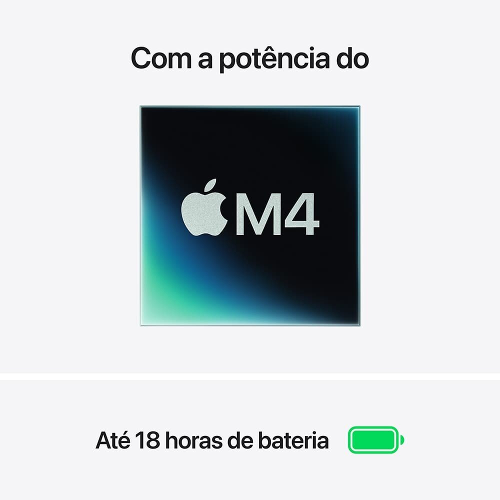 MacBook Air Apple 15 Chip M4, CPU 10 Núcleos, GPU 10 Núcleos, Neural Engine 16 Núcleos, 16GB RAM, SSD 512GB, Meia-noite - MW1M3BZ/A - view 4