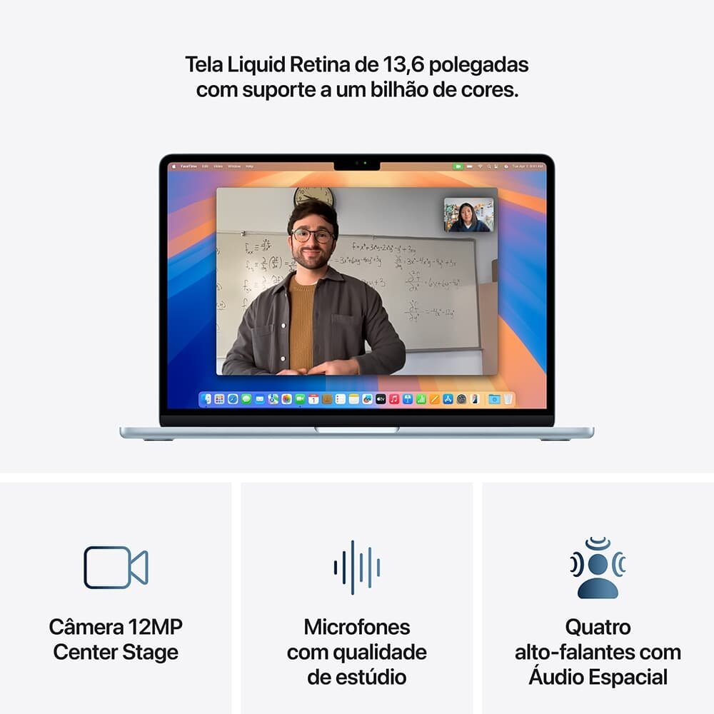 "MacBook Air Apple 13"" Chip M4, CPU 10 Núcleos, GPU 10 Núcleos, Neural Engine 16 Núcleos, 24GB, SSD 512GB, Azul-céu - MC6V4BZ/A" - view 6