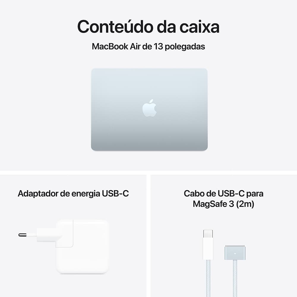 "MacBook Air Apple 13"" Chip M4, CPU 10 Núcleos, GPU 10 Núcleos, Neural Engine 16 Núcleos, 24GB, SSD 512GB, Azul-céu - MC6V4BZ/A" - view 7