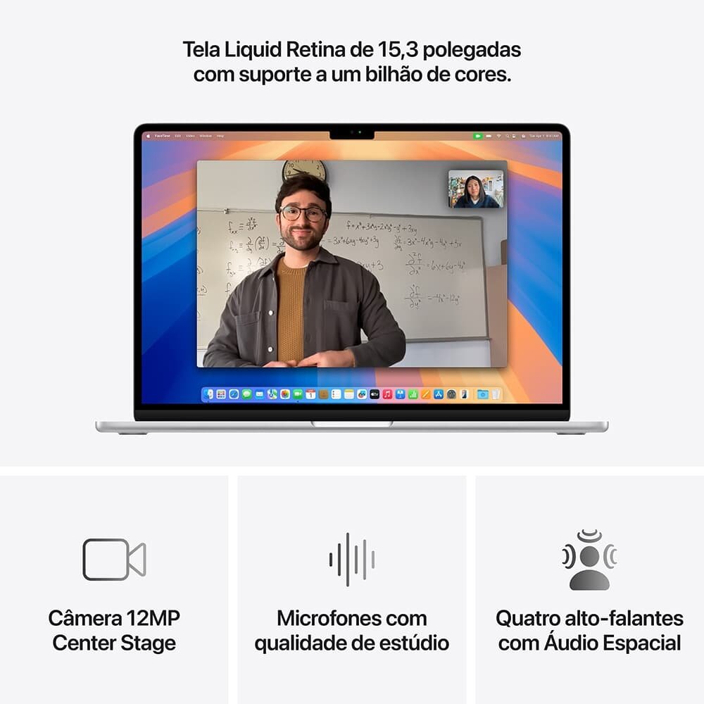 "MacBook Air Apple 15"" Chip M4, CPU 10 Núcleos, GPU 10 Núcleos, Neural Engine 16 Núcleos, 24GB, SSD 512GB, Prateado - MC6J4BZ/A" - view 6