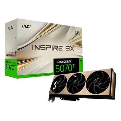  MSI GeForce RTX 5070 Ti 16G INSPIRE 3X OC PLUS NVIDIA GeForce, 16GB, GDDR7, 256 bits, FP4 e DLSS 4 - G507T-16I3CP