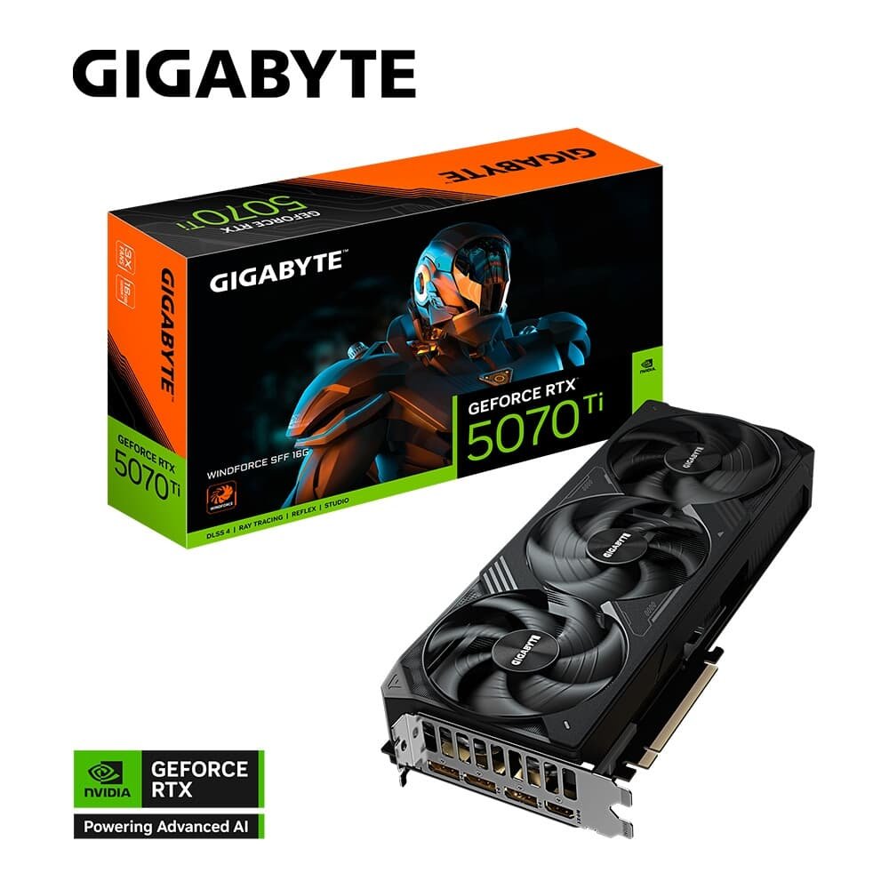 Imagem 11 de 11 do produto Placa de Vídeo Gigabyte RTX 5070 Ti WINDFORCE SFF 16G NVIDIA GeForce, 16GB, GDDR7, 256bits, DLSS, Ray Tracing - 9VN507TW-00-G10