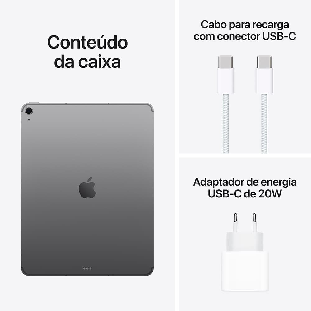 iPad Air Apple 13 128GB, Chip M3, Wi-Fi + Cellular, Câmera Traseira 12MP, Cinza-espacial - MCJ14BZ/A - view 4