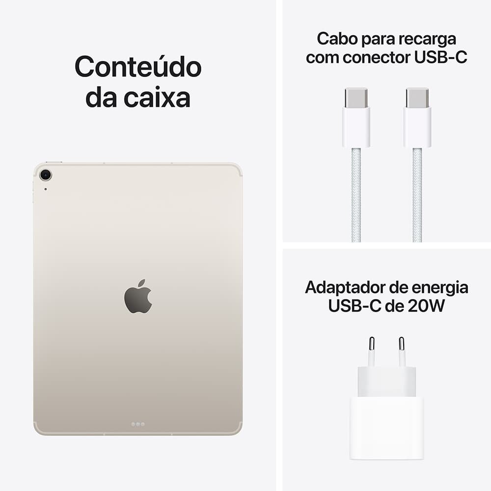 iPad Air Apple 13 128GB, Chip M3, Wi-Fi + Cellular, Câmera Traseira 12MP, Estelar - MCJ34BZ/A - view 4