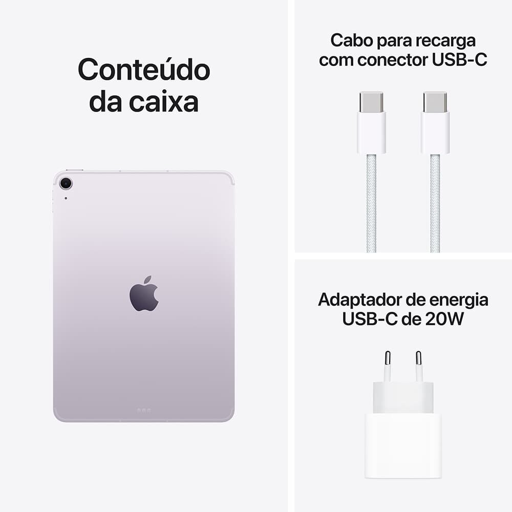 iPad Air Apple 11 512 GB, Chip M3, Wi-Fi + Cellular, Câmera Traseira 12MP, Roxo - MCG74BZ/A - view 4