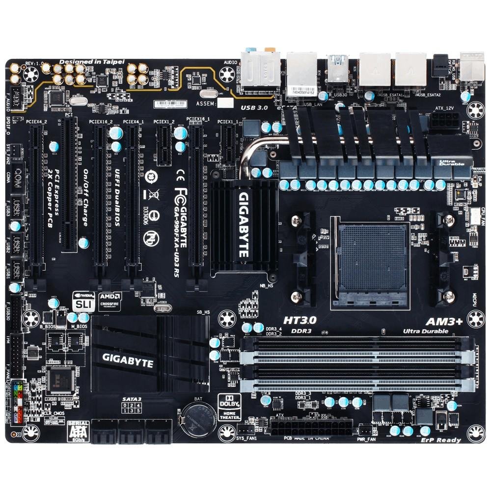 Imagem 2 de 4 do produto Placa-Mãe GIGABYTE p/ AMD AM3+ ATX GA-990FXA-UD3 R5, SLI/CFX, SATA 6Gb/s , USB 3.0