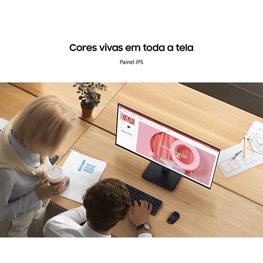 Monitor Gamer Samsung Essential S3 24", FHD, 100Hz, 5ms, IPS, HDMI e VGA, Preto - LS24D300GALMZD