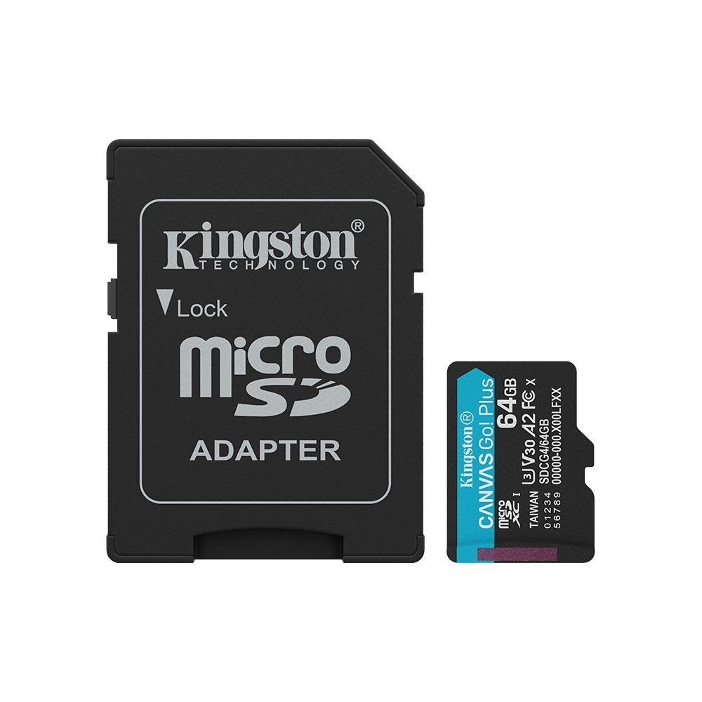 MicroSD Kingston, 64GB, microSDXC Canvas Go Plus, Gen4, com adaptador - SDCG4/64GB