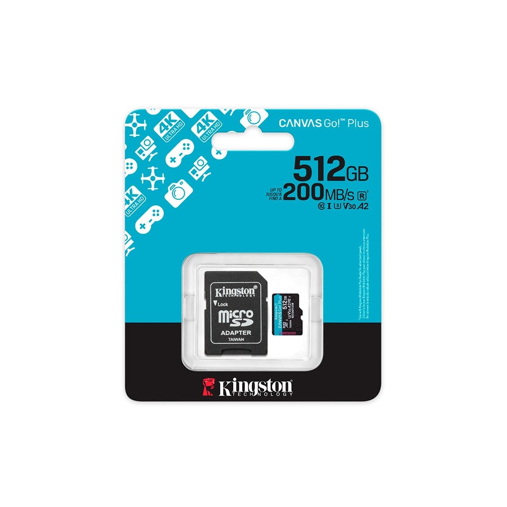 MicroSD Kingston, 512GB, microSDXC Canvas Go Plus, Gen4, com adaptador - SDCG4/512GB - view 5