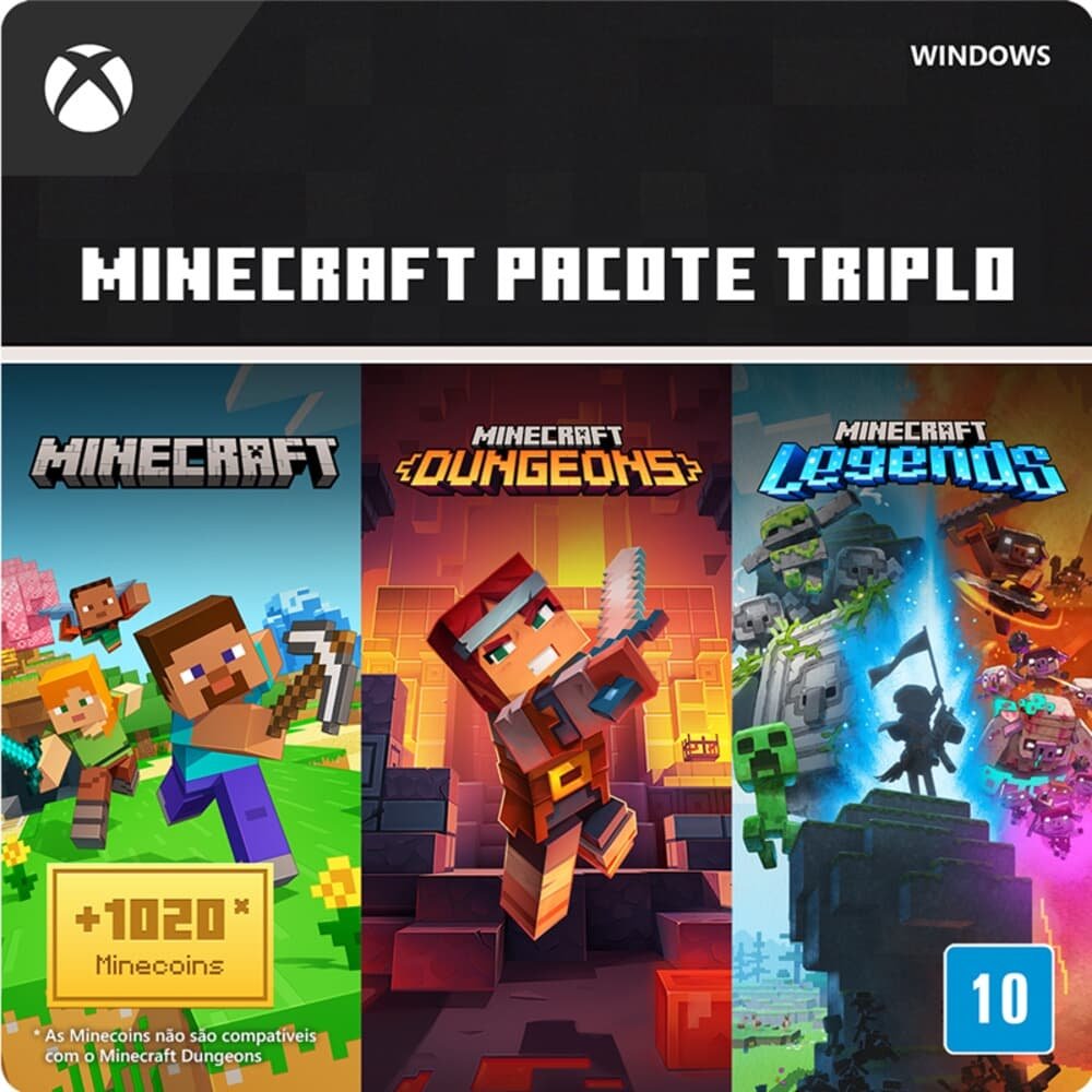 Gift Card Bundle Minecraft: Pacote Triplo - Windows, Digital para Download