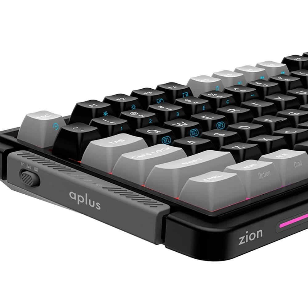 Teclado Mecânico Sem Fio APLUS Gasket Zion com LCD, RGB, Bluetooth 2.4GHz, Cabo Removível, Switch Gateron Amarelo - AKW500 - view 5