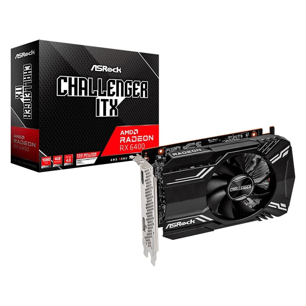 Placa de Vídeo ASRock RX 6400 CLI 4G AMD Radeon, 4GB, GDDR6, DirectX 12 Ultimate, RDNA 2 - 90-GA3CZZ-00UANF