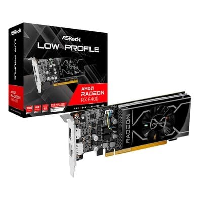  ASRock RX6400 LP 4G AMD Radeon, 4GB, GDDR6, DirectX 12 Ultimate, RDNA 2 - 90-GA53ZZ-00UANF