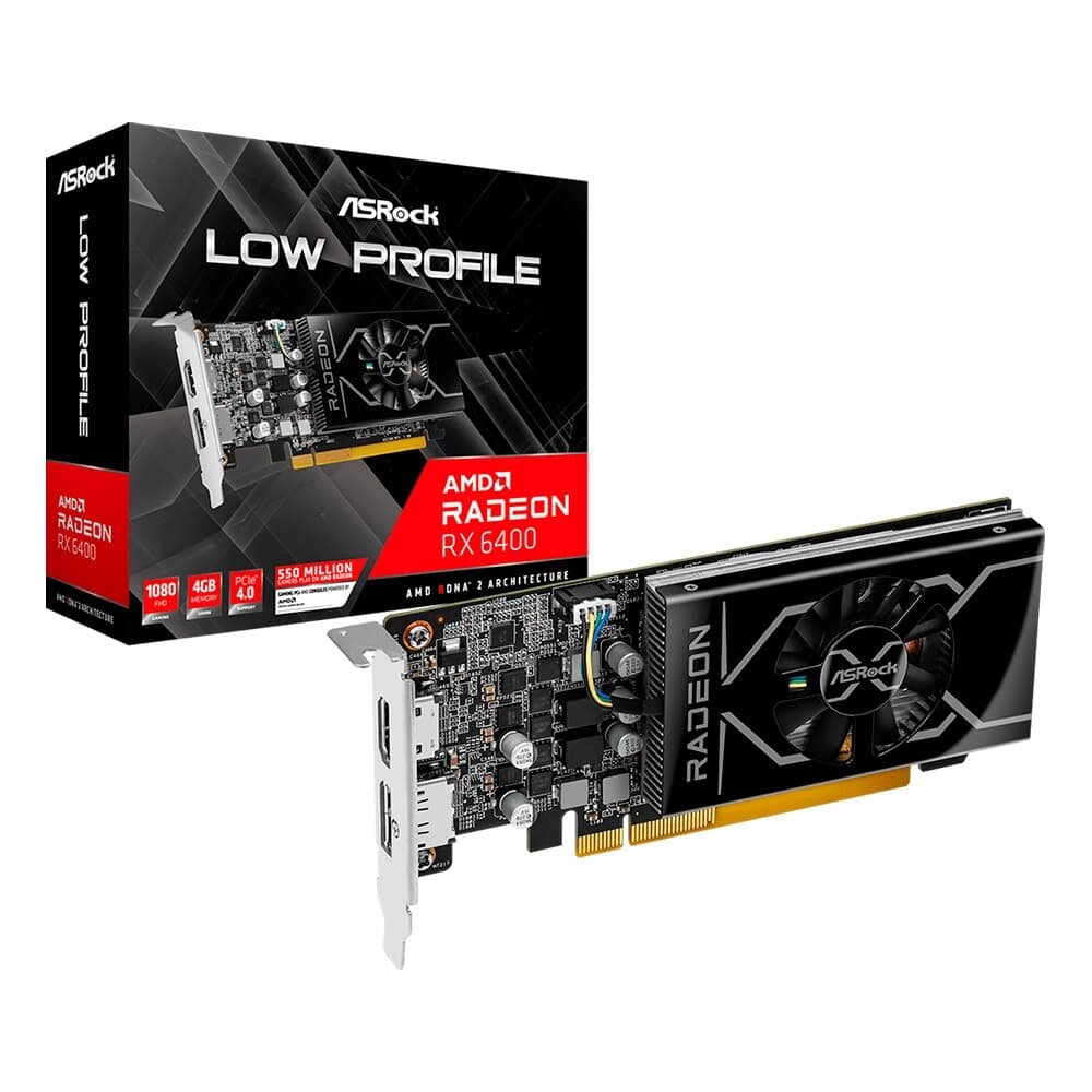 グラフィックボード・グラボ・ビデオカード ASRock Radeon RX 6400 4GB Low Profile Placa de Vídeo ASRock RX6400 LP 4G | KaBuM!