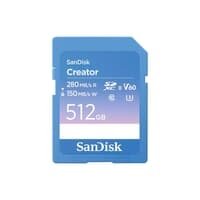 Cartão de Memória SanDisk Creator Series SD UHS-II 512GB, Leitura 280MB/s e Gravação 150MB/s - SDSDXEP-512G-GNCIS