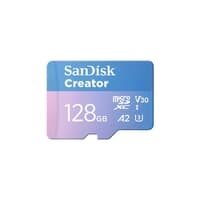 Cartão de Memória SanDisk Creator Series MicroSD 128GB, Classe 10, Leitura 190 MB/s e Gravação 90 MB/s - SDSQXAA-128G-GN6MS