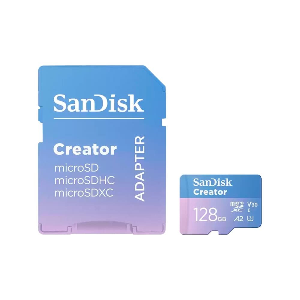 Imagem 2 de 2 do produto Cartão de Memória SanDisk Creator Series MicroSD 128GB, Classe 10, Leitura 190 MB/s e Gravação 90 MB/s - SDSQXAA-128G-GN6MS