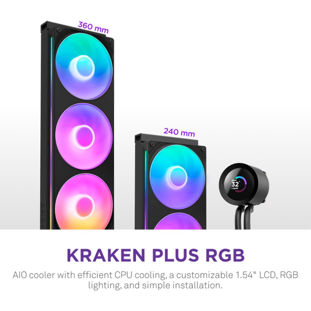 Water Cooler NZXT Kraken Plus 360 RGB v2, Preto - RL-KR360-B2 - view 4