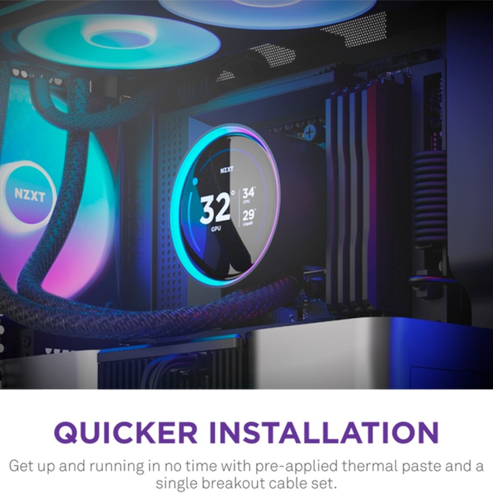 Water Cooler NZXT Kraken Elite 420mm RGB V2, Preto, RL-KR42E-B2 - view 7