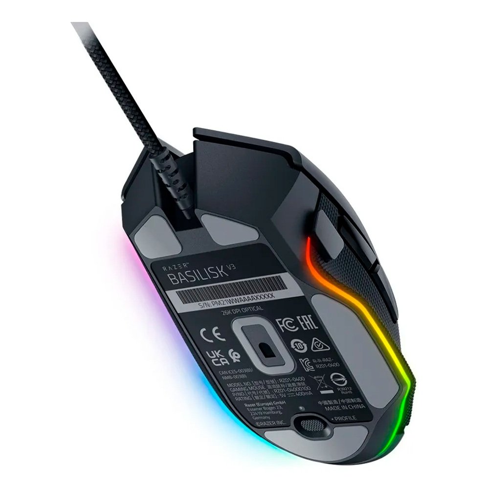 Imagem 4 de 6 do produto Mouse Gamer Razer Basilisk V3, 35000DPI, RGB Chroma, Ergonômico, Switches óptico Gen-3, Preto - RZ0105230100