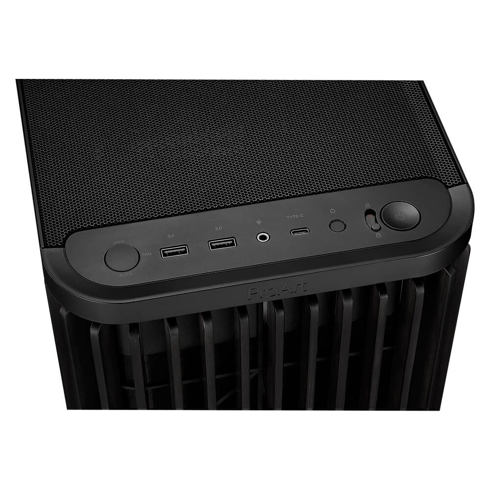 Imagem 5 de 19 do produto Gabinete ASUS PROART WOOD EDITION PA401, Mid Tower, ATX, Lateral em Vidro Temperado, 3x FANs, Preto - 90DC00M0-B30000