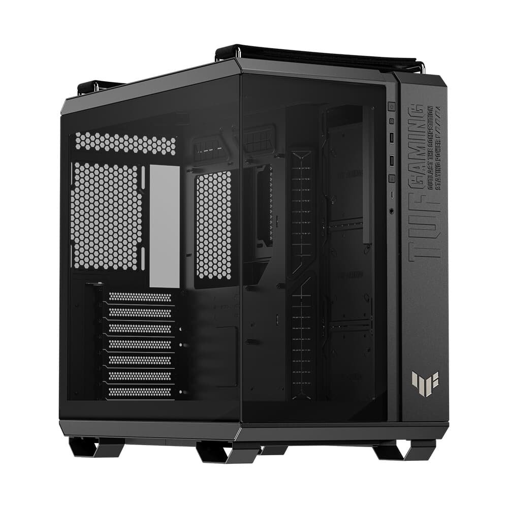 Gabinete Gamer Asus TUF GT502 Horizon, Mid Tower, ATX, Vidro Temperado Frontal e Lateral, Não acompanha FAN, Preto, 90DC0090-B00020