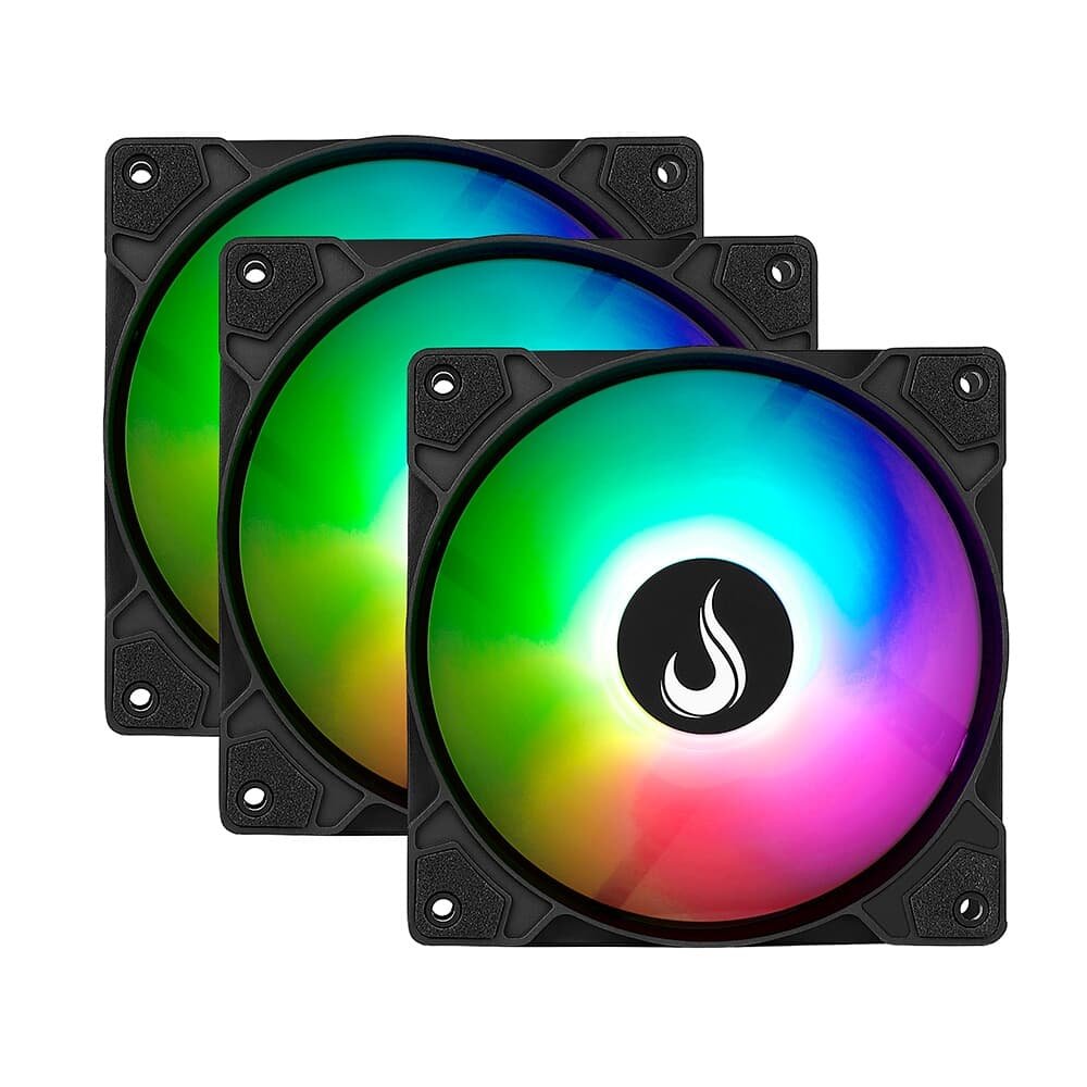 Kit com 3 Ventoinhas Rise Mode X Led Rainbow, 120mm, Preto - RM-XLD-01-RBW 4