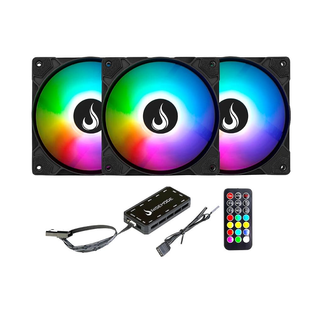 Imagem 5 de 5 do produto Kit com 3 Ventoinhas Rise Mode Z Led 5V, 120mm, Led ARGB, Preto - RM-ZLD-5V-ARGB-B