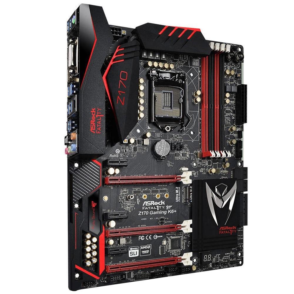 Imagem 2 de 5 do produto Placa-Mãe ASRock p/ Intel LGA 1151 ATX Fatal1ty Z170 Gaming K6+,  Ultra M.2, DVI-D, HDMI, USB 3.1 Box