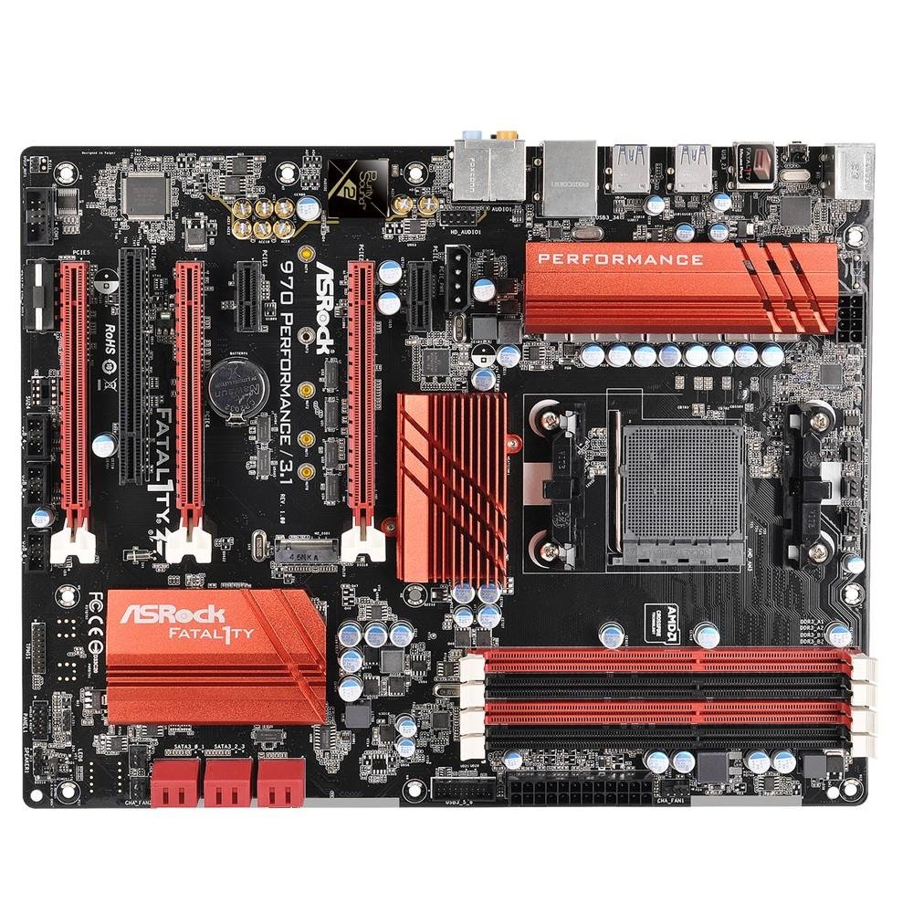 Placa-Mãe ASRock p/ AMD AM3+ ATX Fatal1ty 970 Performance/3.1, 4xDDR3, M.2, USB 3.1 Box