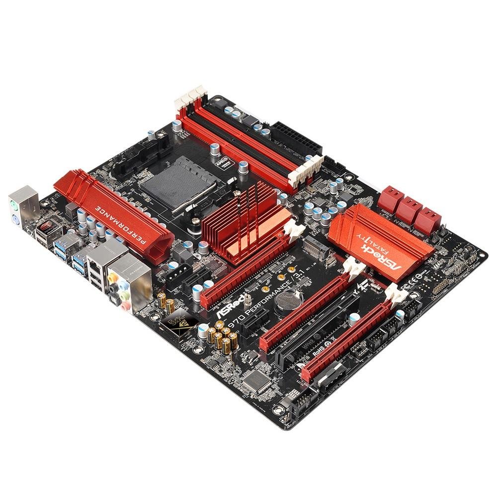 Placa-Mãe ASRock p/ AMD AM3+ ATX Fatal1ty 970 Performance/3.1, 4xDDR3, M.2, USB 3.1 Box