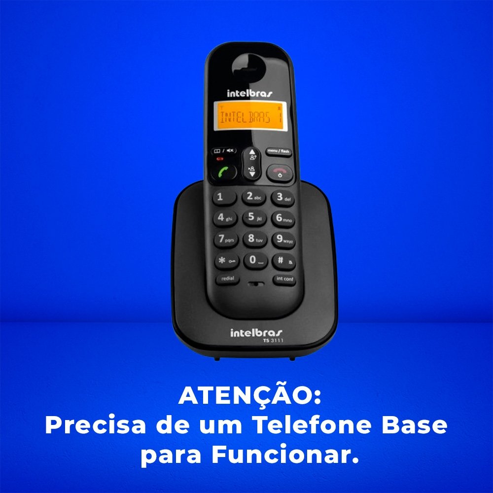 Imagem 2 de 5 do produto Ramal Adicional para Telefone Intelbras TS 3111, Sem Fio e com Identificador de Chamadas, Preto