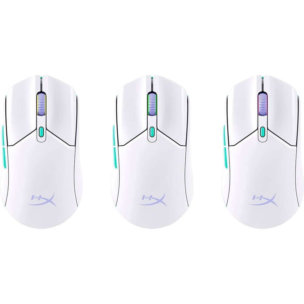 Imagem 6 de 7 do produto Mouse Gamer Sem Fio HyperX Pulsefire Haste 2 Core Wireless, RGB, 12000 DPI, Bluetooth, Dongle de 2.4 GHz, Branco - 8R2E7AA