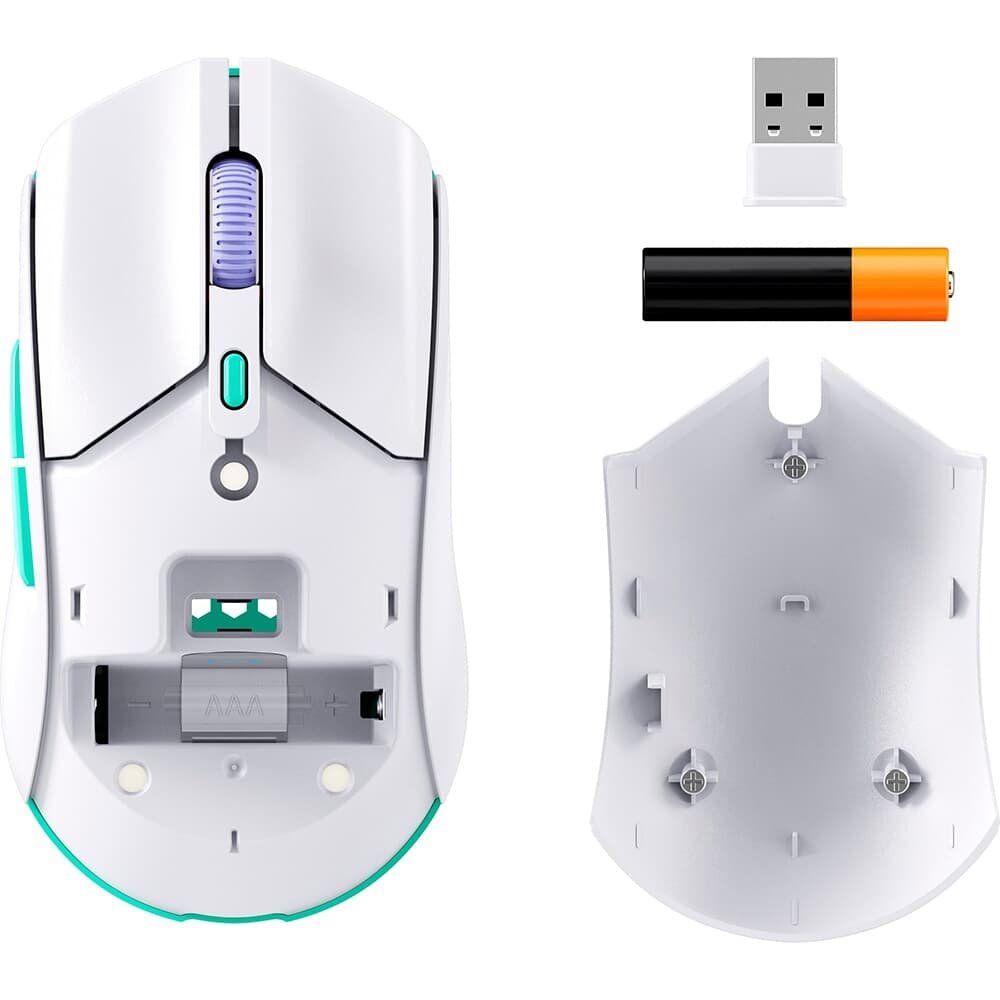 Imagem 7 de 7 do produto Mouse Gamer Sem Fio HyperX Pulsefire Haste 2 Core Wireless, RGB, 12000 DPI, Bluetooth, Dongle de 2.4 GHz, Branco - 8R2E7AA