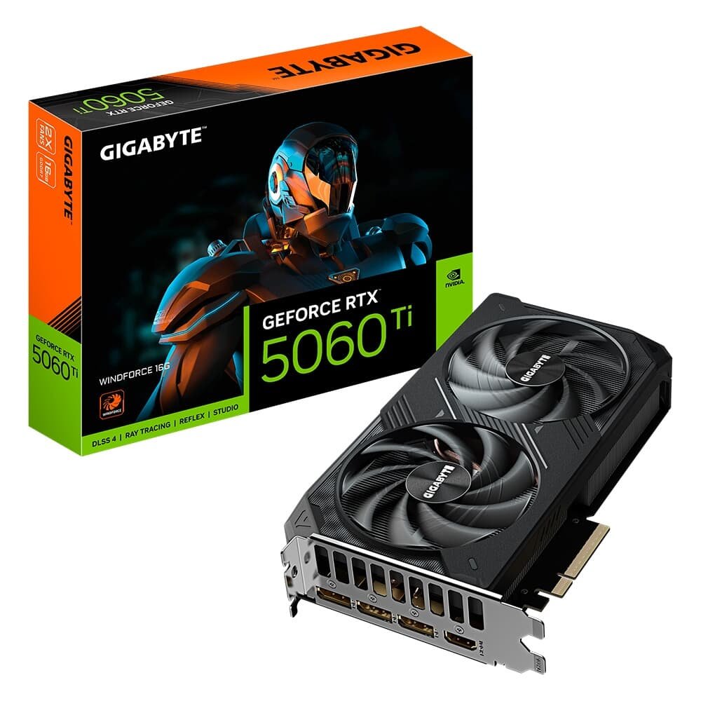 Placa de Vídeo RTX 5060 TI Windforce, Gigabyte NVIDIA GeForce, 16 GB, GDDR7, 128 bits, DLSS 4, Ray Tracing - GV-N506TWF2-16GD Placa de Vídeo RTX 5060 TI Windforce, Gigabyte NVIDIA GeForce, 16 GB, GDDR7, 128 bits, DLSS 4, Ray Tracing - GV-N506TWF2-16GD