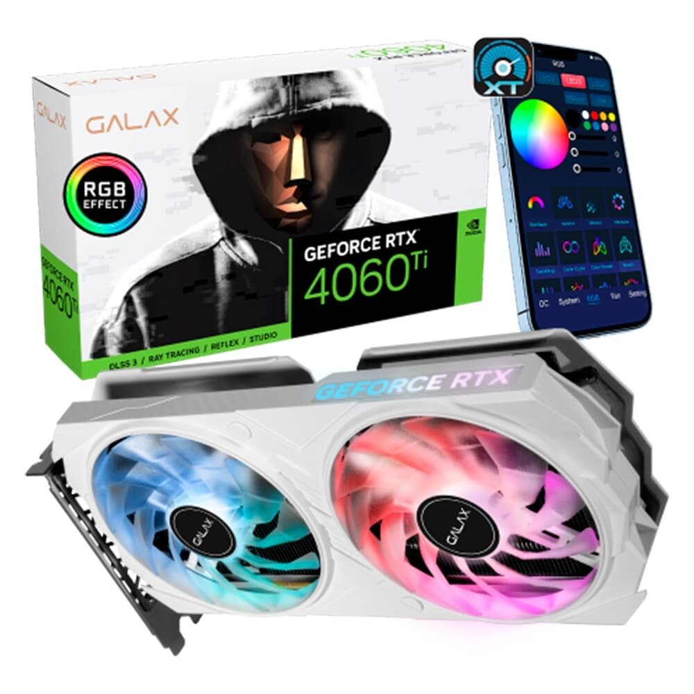 Placa de Vídeo GALAX RTX 4060 Ti EX White | KaBuM! Placa de Vídeo GALAX RTX 4060 Ti EX White | KaBuM!