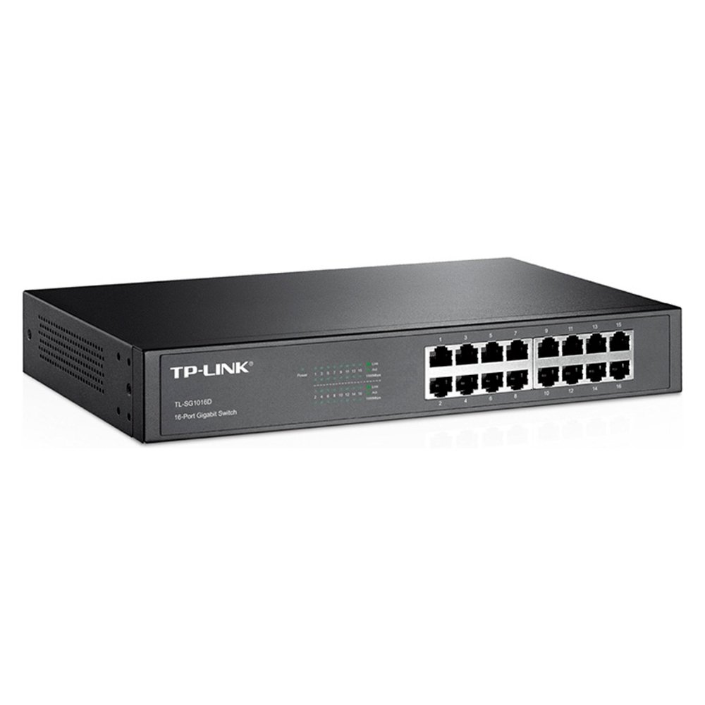 Switch 16 Portas TP-Link Gigabit 10/100/1000 Mbps Rack/Desk - TL-SG1016D Switch 16 Portas TP-Link Gigabit 10/100/1000 Mbps Rack/Desk - TL-SG1016D