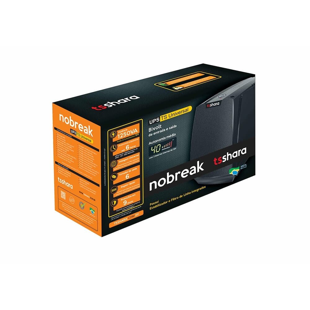 Imagem 6 de 6 do produto Nobreak TS Shara, TS-1250, Universal, 12V, 2BS/1BA, 5AH, 6T, Entrada Biv. Auto, Saida 115V ou 220V, 1 EXP - 4560