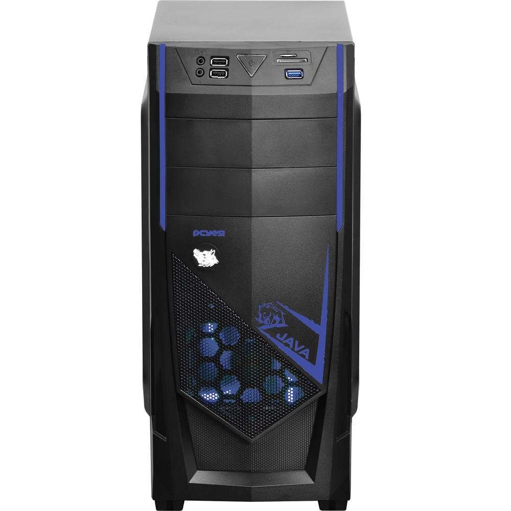 Imagem 4 de 7 do produto Gabinete Gamer PCYES mid-tower Java Azul com 2 fans LED Azul Lateral em acrílico – JAVAPTOAZ2FCA
