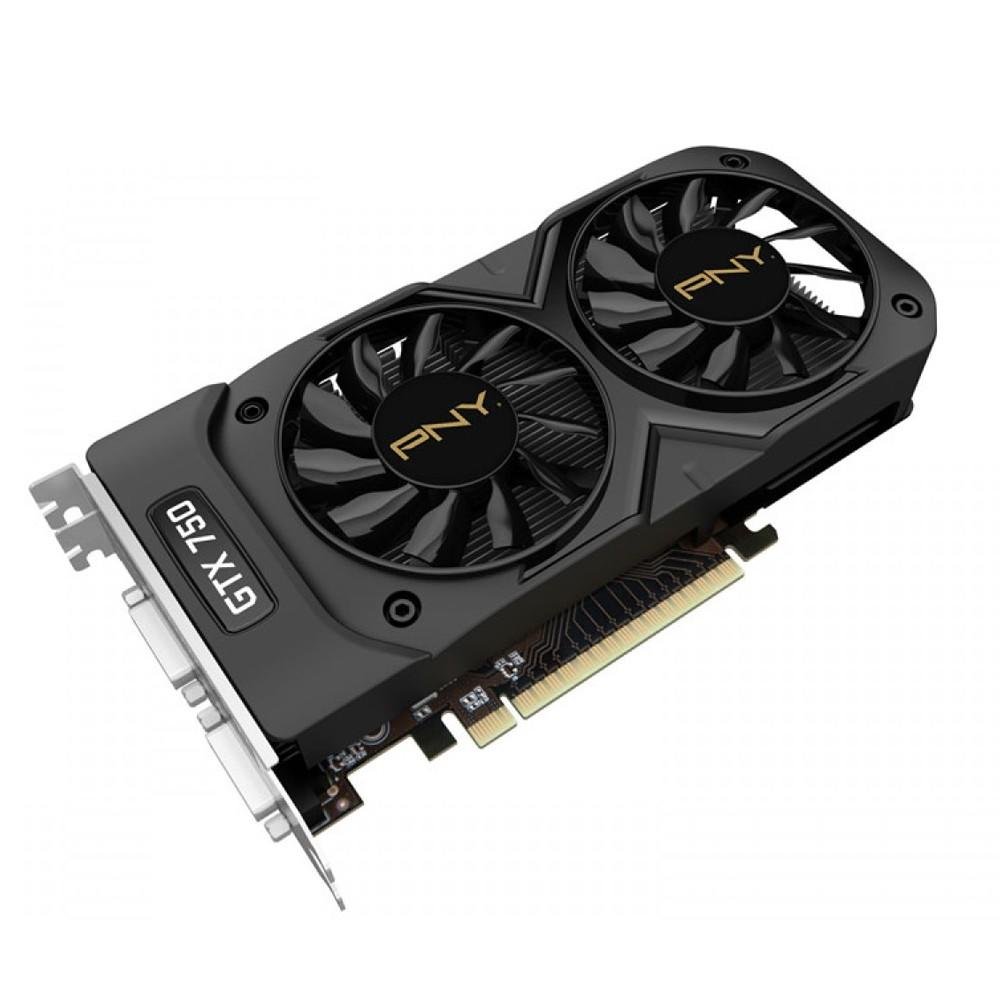 Placa de Vídeo VGA PNY NVIDIA GeForce GTX 750 Dual FAN 1GB GDDR5 128 BIts VCGGTX7501XPB-BB/RTLBX