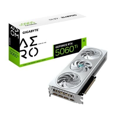  RTX 5060 Ti AERO OC 16G Gigabyte NVIDIA GeForce, 16GB GDDR7, 128bits, RGB, DLSS, Ray Tracing - GV-N506TAERO OC-16GD