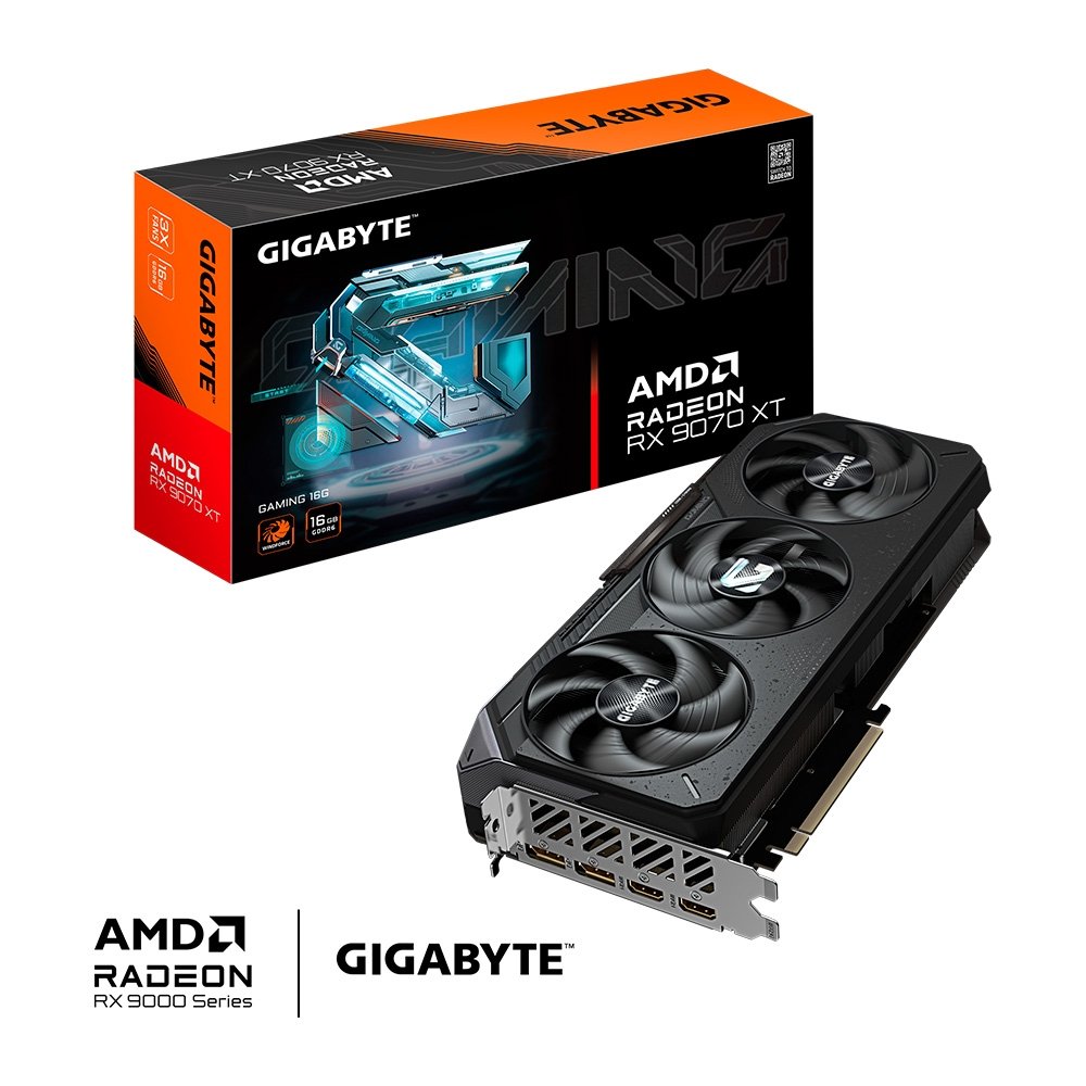 Placa de Vídeo RX 9070 XT GAMING 16G AMD Radeon Gigabyte, 16GB, GDDR6, 256bits, RGB - GV-R9070XTGAMING-16GD