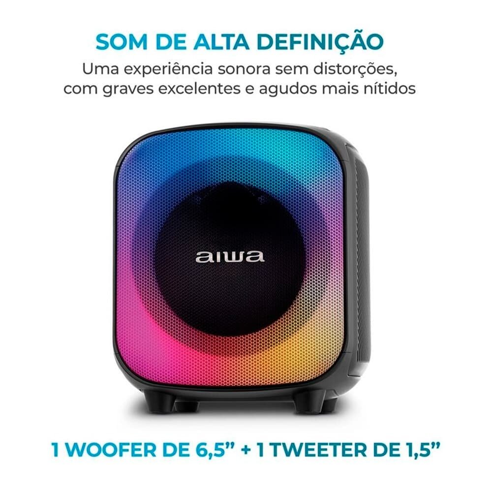 Caixa De Som AIWA Party Box Bivolt, RGB, Bluetooth 5.3, Preto - AWS-PB-07 - view 2