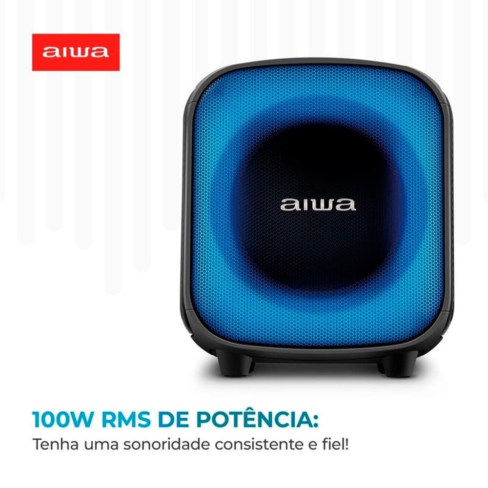 Caixa De Som AIWA Party Box Bivolt, RGB, Bluetooth 5.3, Preto - AWS-PB-07 - view 3