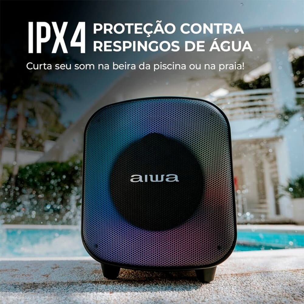 Caixa De Som AIWA Party Box Bivolt, RGB, Bluetooth 5.3, Preto - AWS-PB-07 - view 8