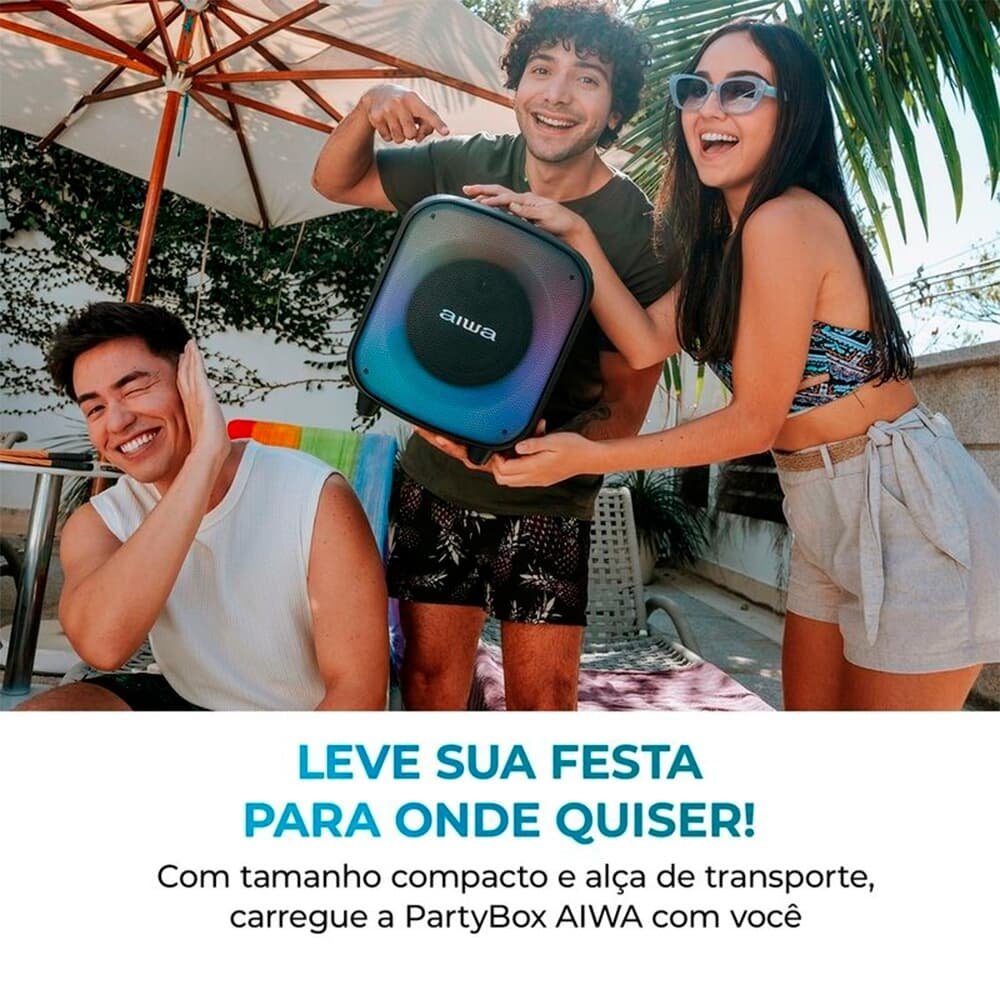 Caixa De Som AIWA Party Box Bivolt, RGB, Bluetooth 5.3, Preto - AWS-PB-07 - view 7