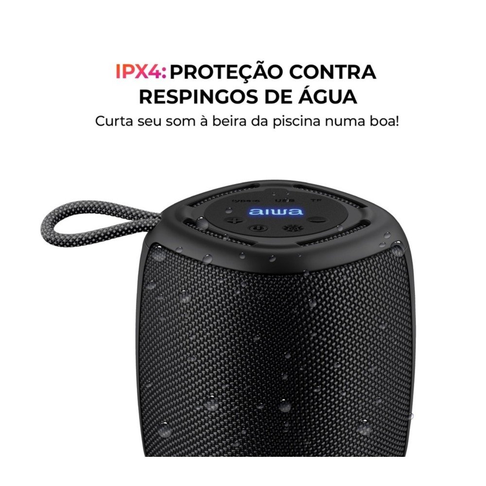 Caixa De Som AIWA Mini Speaker, RGB, IPX4, Bluetooth 5.3, Bivolt, Preto - AWS-SP-03-B - view 4