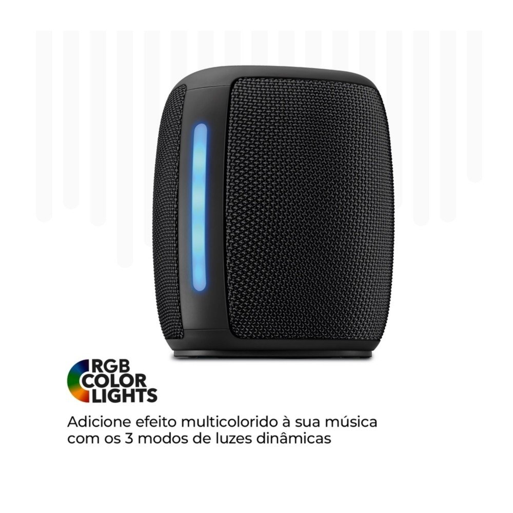 Caixa De Som AIWA Mini Speaker, RGB, IPX4, Bluetooth 5.3, Bivolt, Preto - AWS-SP-03-B - view 6