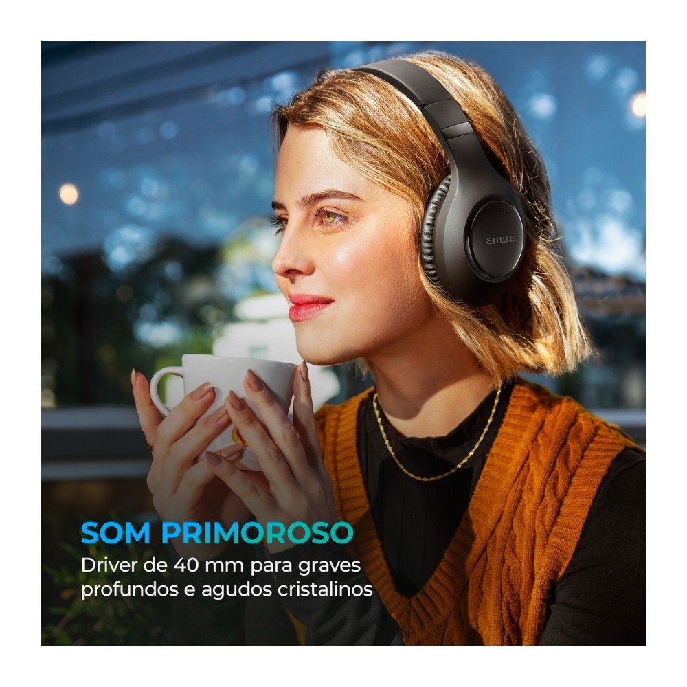 Headphone AIWA, Bluetooth 5.4, Cancelamento de Ruído ANC, Preto - AWS-( Balão.info)-04-B - foto 3