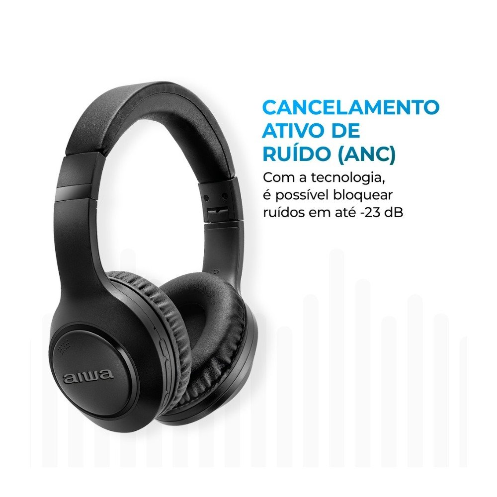 Headphone AIWA, Bluetooth 5.4, Cancelamento de Ruído ANC, Preto - AWS-( Balão.info)-04-B - foto 4